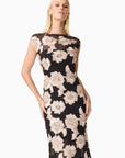 Margaux Fit & Flare Gown in Black & Gold Floral