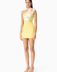 Hope One Shoulder Mini Dress in Yellow