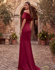 OFF-SHOULDER LONG MOTHER OF THE BRIDE SHEATH DRESS - 262M7278