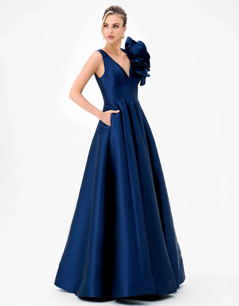 Mirella Vneck Ruffle Gown