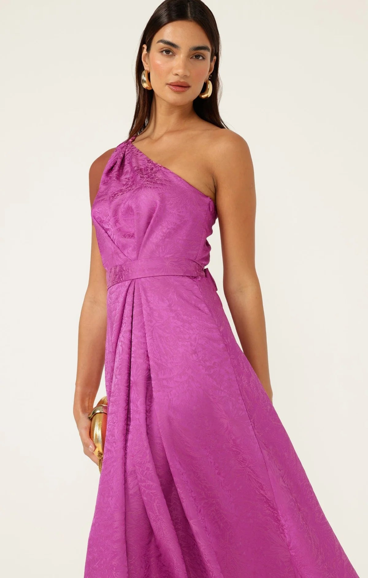 ORLEANS ONE SHOULDER MIDI DRESS