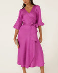 CHATEAU WRAP DRESS MAGENTA