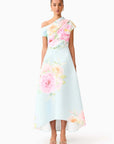 Harper Asymmetrical Gown in Baby Blue Floral