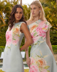 Harper Asymmetrical Gown in Baby Blue Floral
