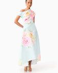 Harper Asymmetrical Gown in Baby Blue Floral