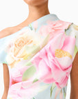 Harper Asymmetrical Gown in Baby Blue Floral