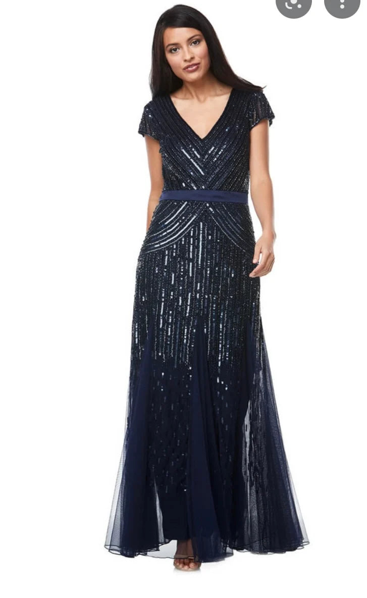 Cap Sleeve Beaded Gown Z0002
