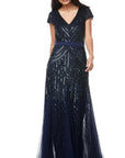 Cap Sleeve Beaded Gown Z0002