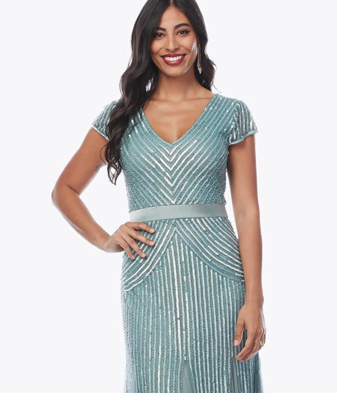 Cap Sleeve Beaded Gown Z0002