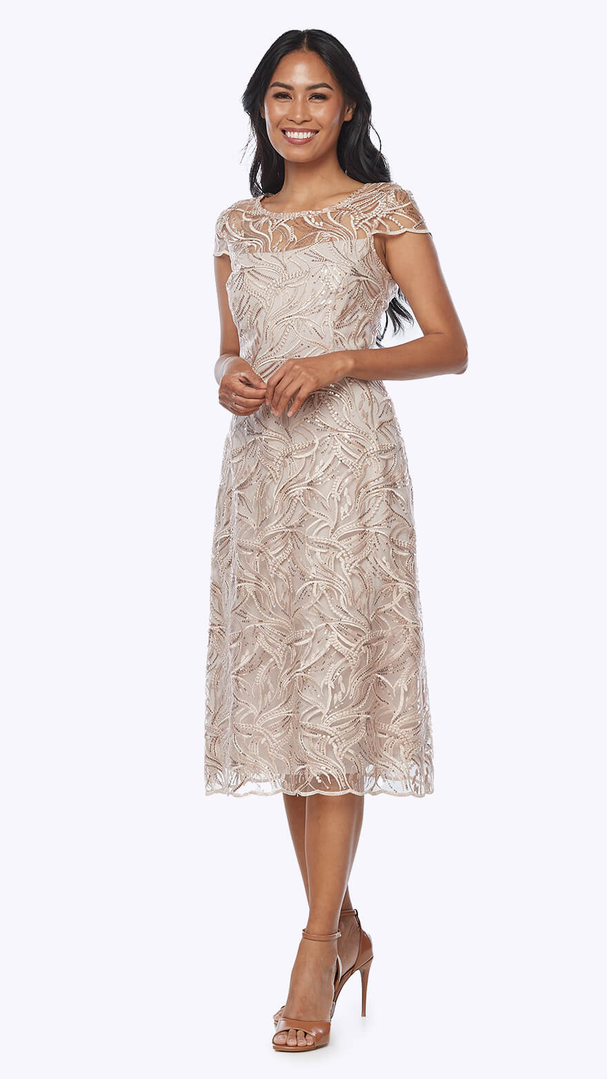 Z0373

Midi embroidered lurex lace dress