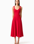 Lila A-Line Midi Dress in Red