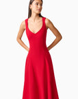 Lila A-Line Midi Dress in Red
