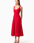 Lila A-Line Midi Dress in Red