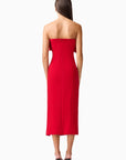 Lila Fitted Midi Dress in Red