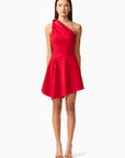 Lila Asymmetrical Mini Dress in Red