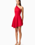 Lila Asymmetrical Mini Dress in Red