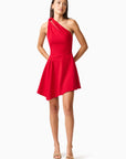 Lila Asymmetrical Mini Dress in Red