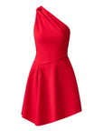 Lila Asymmetrical Mini Dress in Red