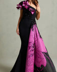 Elegant Contrast Lace Overlay Evening Gown Style 5707