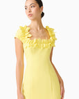 Cara Short Sleeve Midi Dress in Yellow