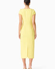 Cara Short Sleeve Midi Dress in Yellow