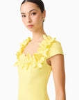 Cara Short Sleeve Midi Dress in Yellow