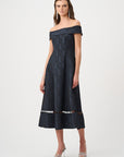 Signature | Foil-Textured Jacquard Off-Shoulder Fit and Flare Dress
263742