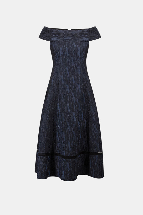 Signature | Foil-Textured Jacquard Off-Shoulder Fit and Flare Dress
263742