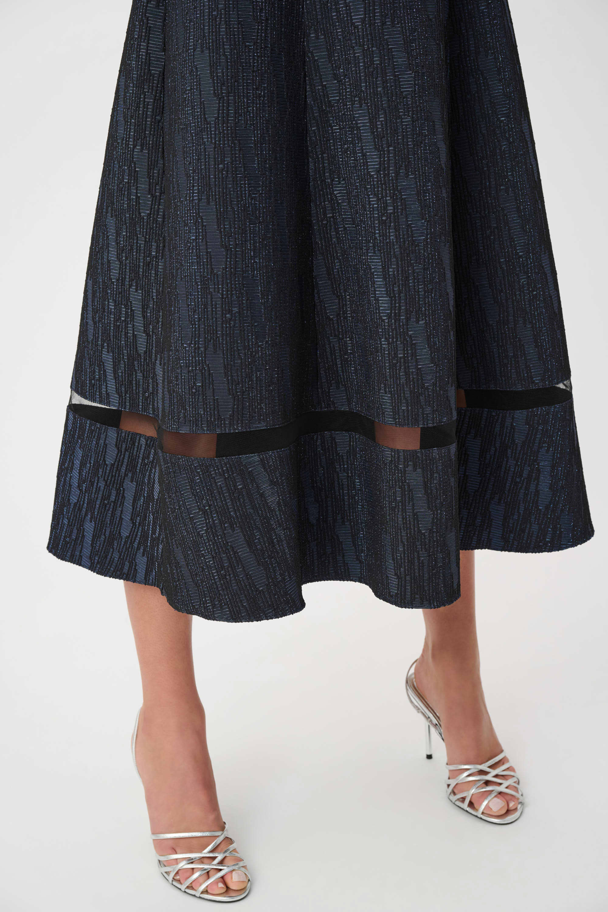 Signature | Foil-Textured Jacquard Off-Shoulder Fit and Flare Dress
263742