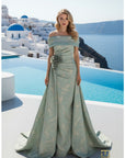 Off-Shoulder Jacquard Sheath Gown – 261M6444