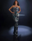 Nicoletta NC4025 Strapless Beaded Fitted Evening Gown