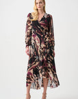 Chiffon Printed Fit and Flare Wrap Dress 263739