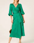 CHATEAU WRAP DRESS IN EMERALD