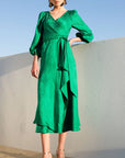 CHATEAU WRAP DRESS IN EMERALD