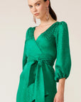 CHATEAU WRAP DRESS IN EMERALD