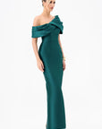Weiss Asymmetric Off Shoulder Gown