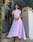 Marissa One Shoulder Gown in Purple