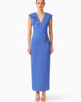 TALITHA PLUNGING
NECK COLUMN DRESS IN CORNFLOWERBLUE