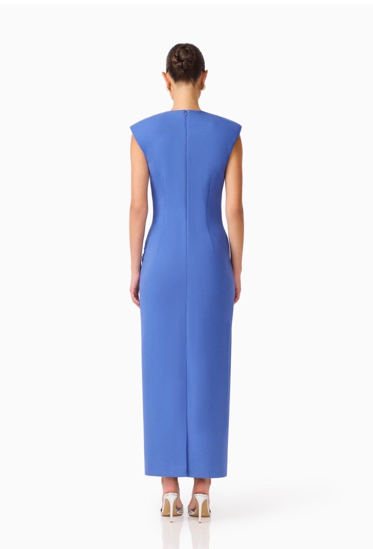 TALITHA PLUNGING
NECK COLUMN DRESS IN CORNFLOWERBLUE