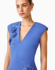 TALITHA PLUNGING
NECK COLUMN DRESS IN CORNFLOWERBLUE