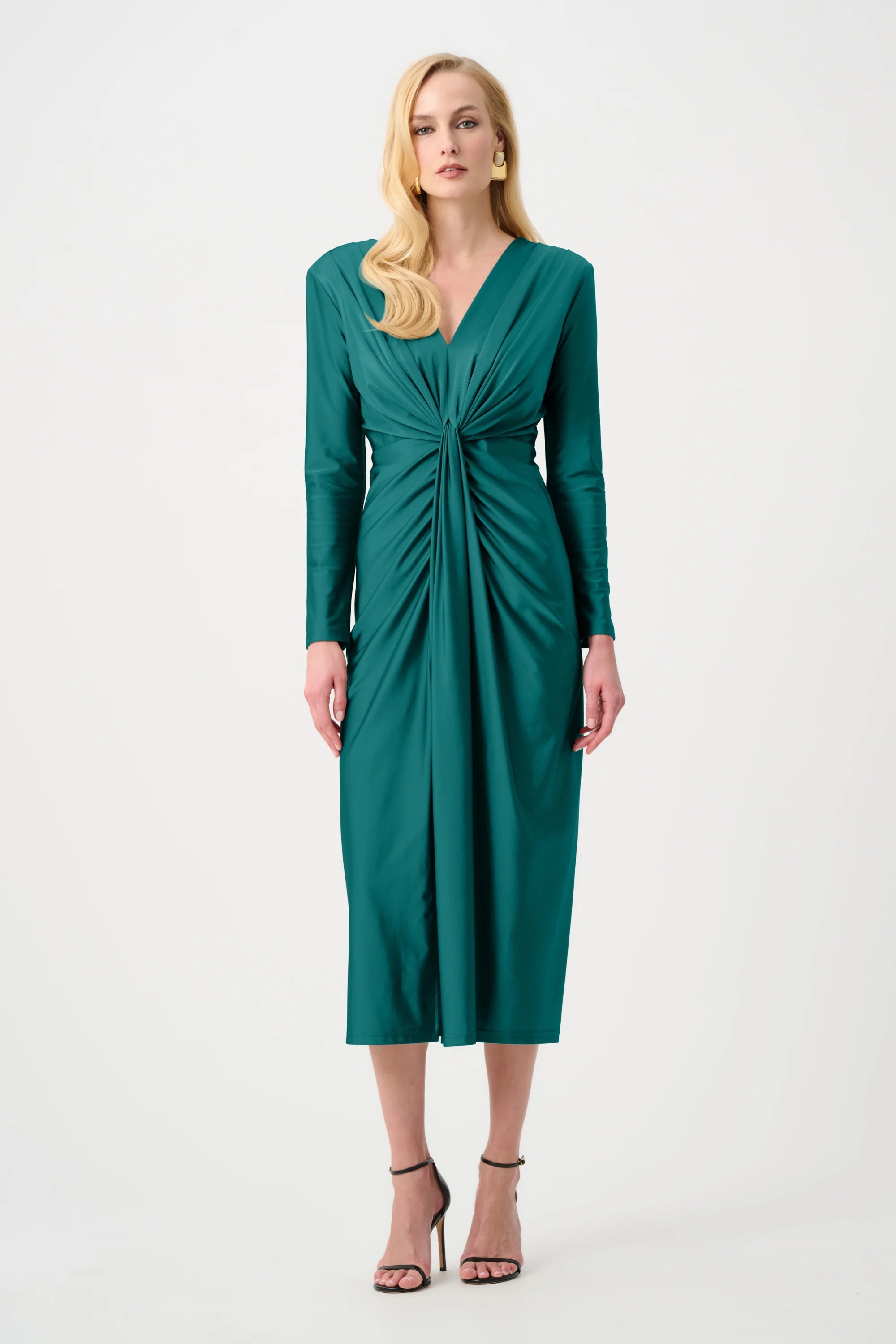 Signature | Satin Effect Knit Draped V-Neck Sheath Dress
253714F26 Re stocked new colour