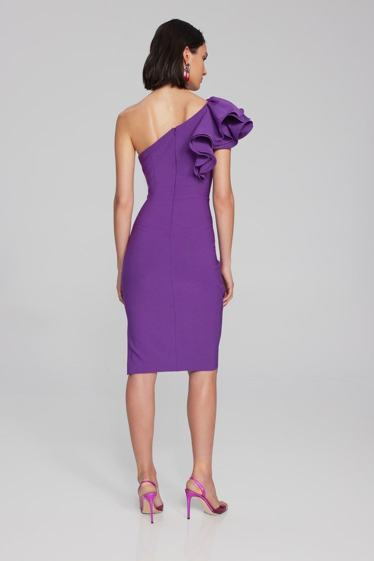 Lux Twill One-Shoulder Sheath Dress