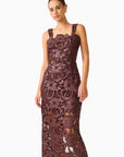 Novelle Column Midi Dress in Brown