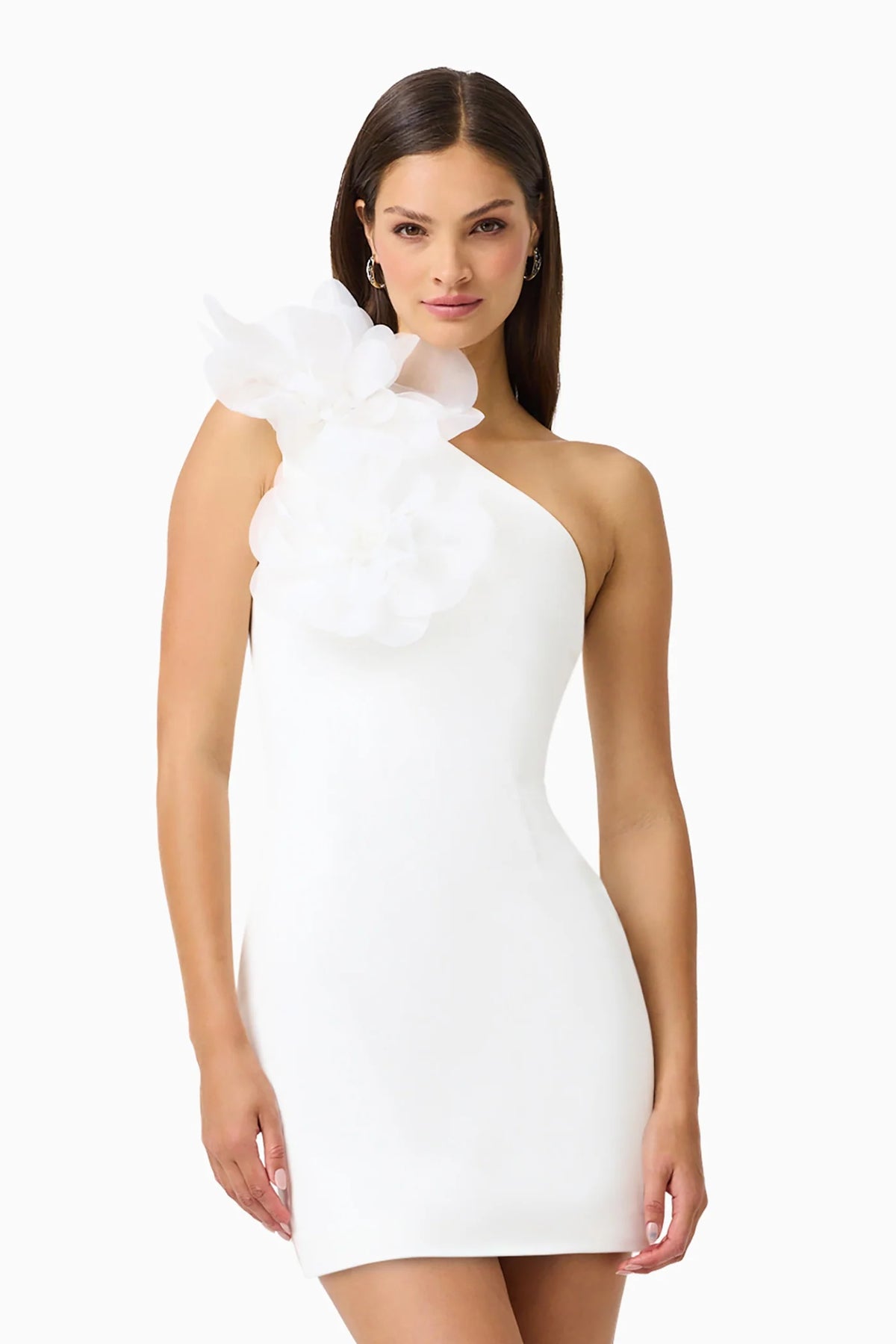 Verdessa One Shoulder Mini Dress in White