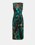 Abstract Print Satin Sheath Dress Style 264202