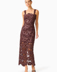 Novelle Column Midi Dress in Brown