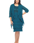 Jesse Harper Layered Dress & Jacket in Emerald JH0458